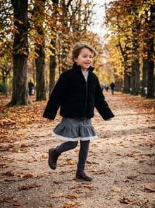 Faly Faly velours noir — Le blouson des promenades d'hiver. · vêtement enfant cousu main Bonbon Piment